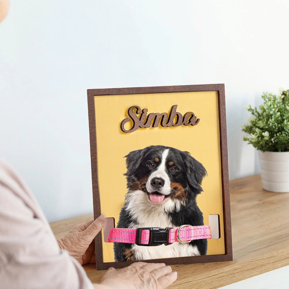 Honden Halsband Fotolijst Hout – Gepersonaliseerd met Foto