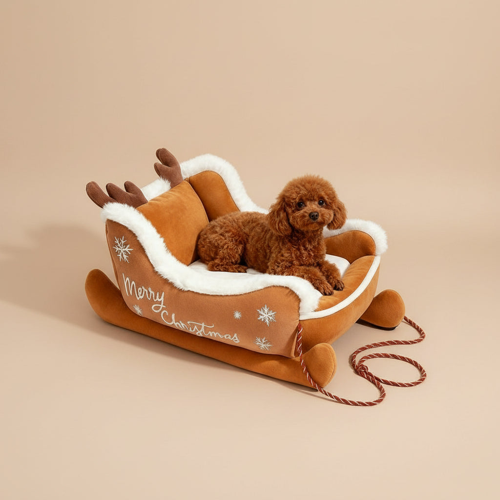 Hondenbed Rendierslee – Warm, Zacht en Vol Kerstsfeer