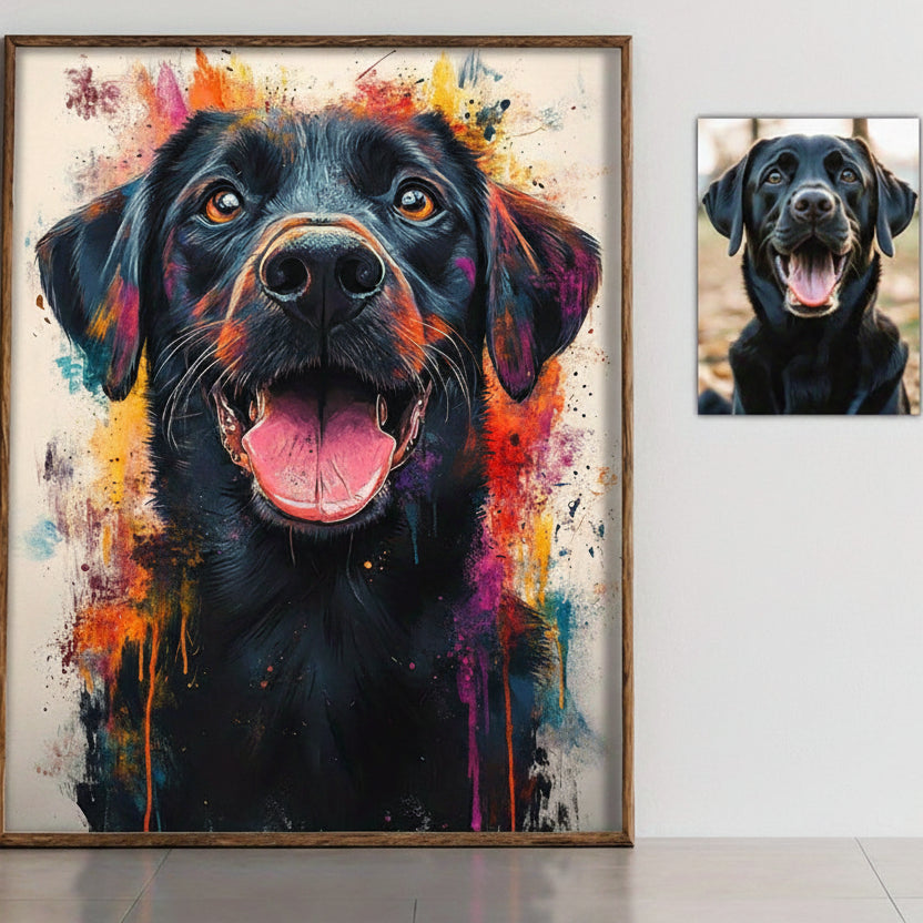 Hunde-Poster mit eigenem Foto – Aquarell-Porträt Ihres Hundes