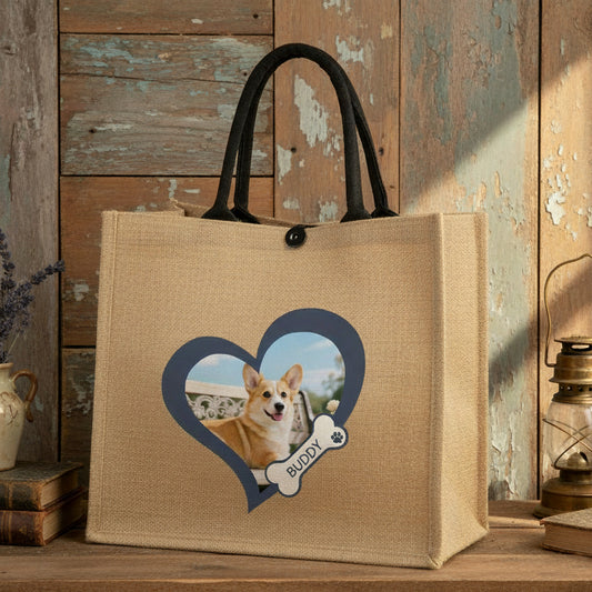Hundefototasche – Personalisierte Jutetasche mit Namen