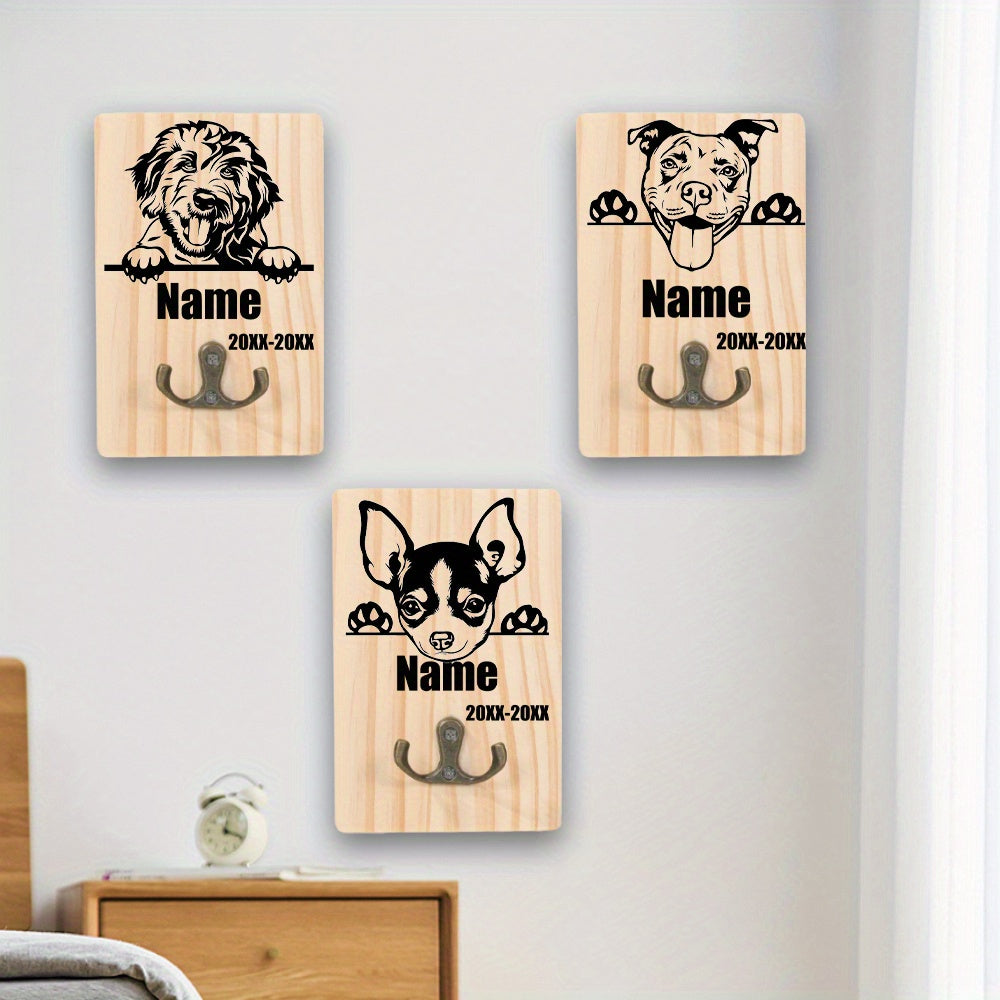 Honden Riemhouder Hout – Gepersonaliseerd met Naam en Geboortedatum