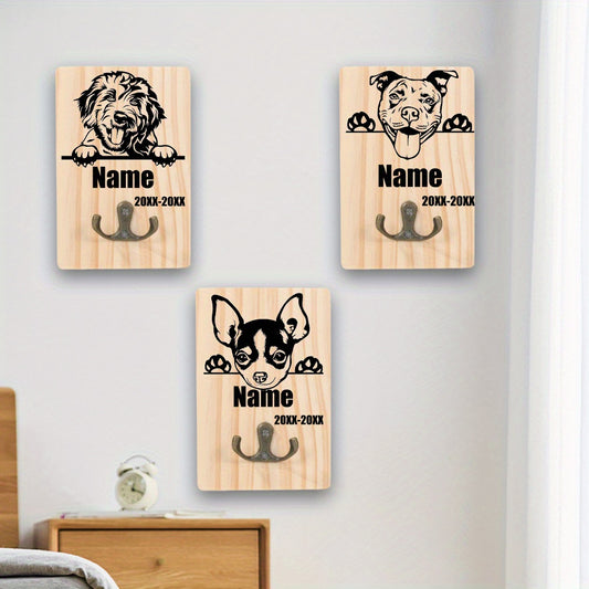 Honden Riemhouder Hout – Gepersonaliseerd met Naam en Geboortedatum