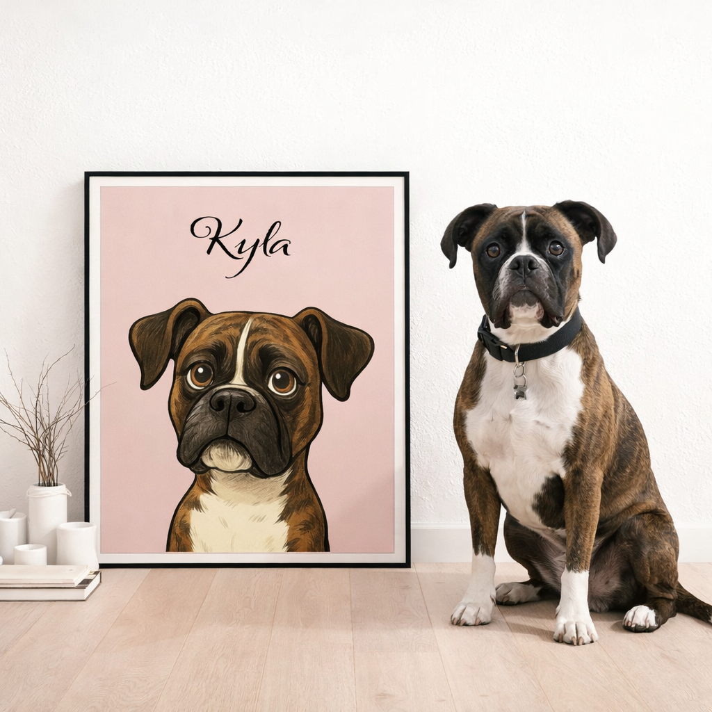 Hund Poster mit Foto & Name – Personalisiertes Leinwandporträt