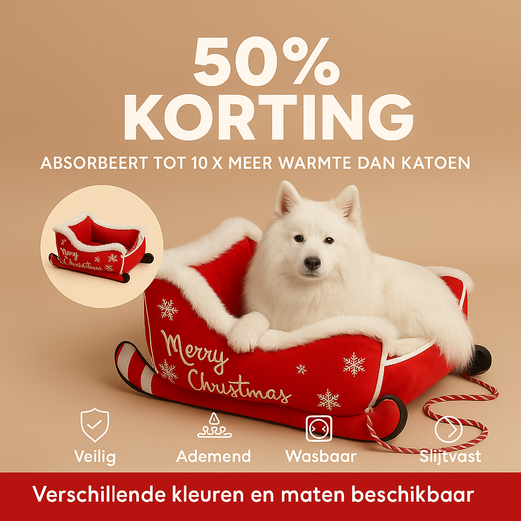 Hondenbed Rendierslee – Warm, Zacht en Vol Kerstsfeer