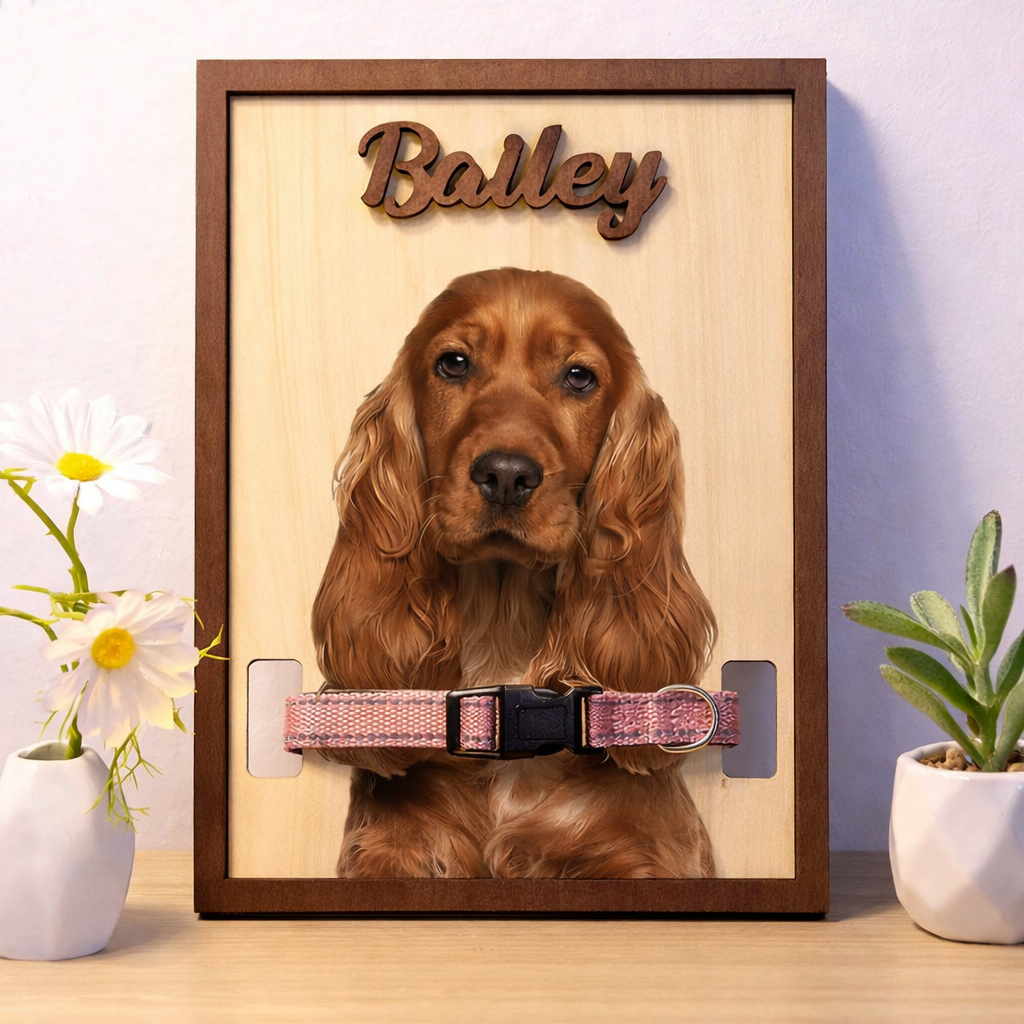 Honden Halsband Fotolijst Hout – Gepersonaliseerd met Foto