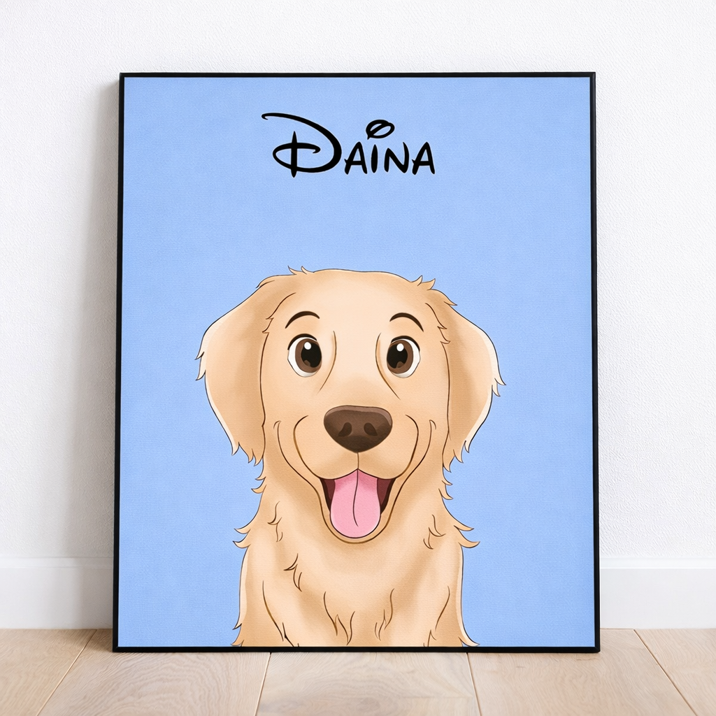 Hond Portret op Canvas – Gepersonaliseerd met Foto & Naam