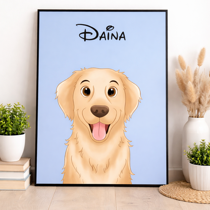 Hond Portret op Canvas – Gepersonaliseerd met Foto & Naam