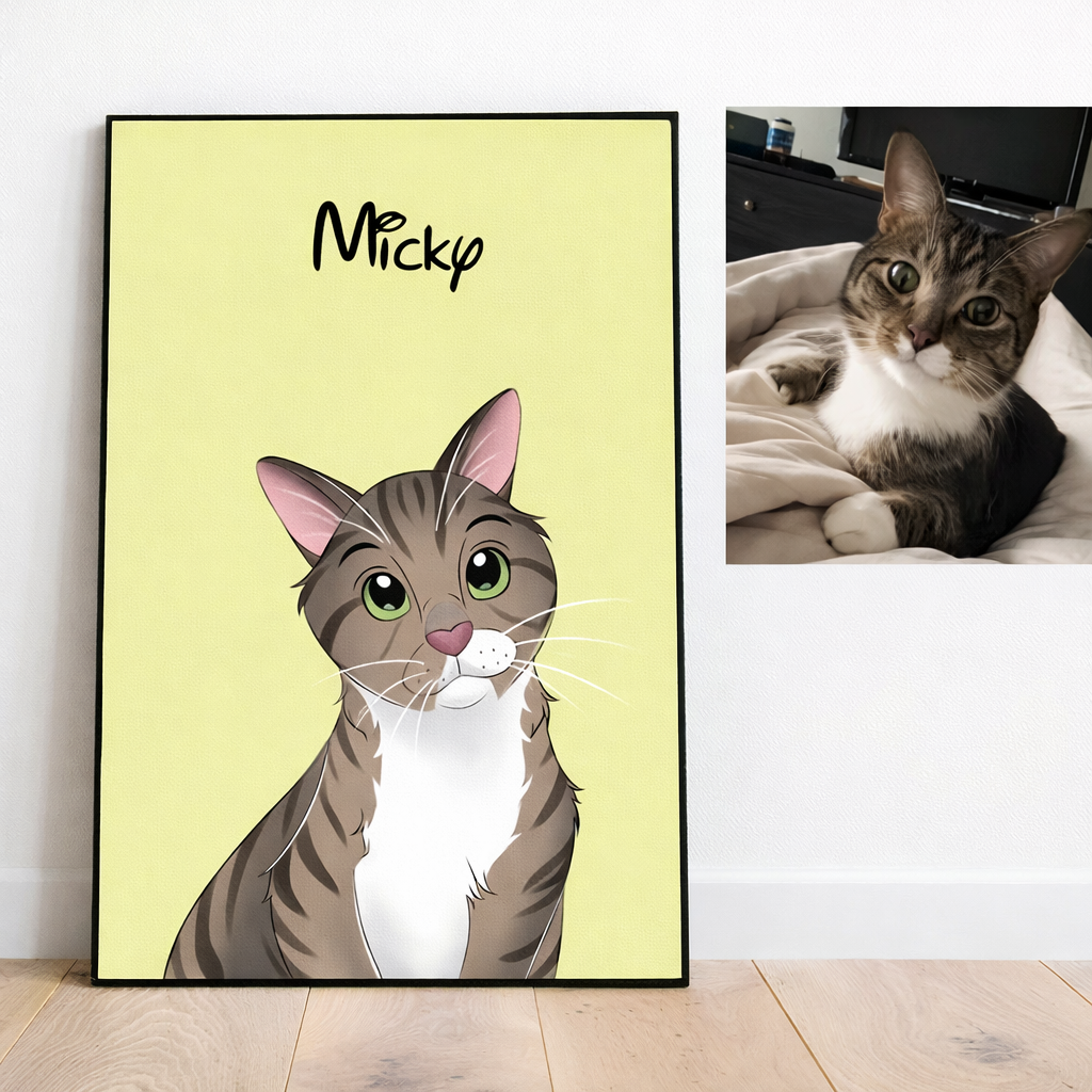 Hond Portret op Canvas – Gepersonaliseerd met Foto & Naam