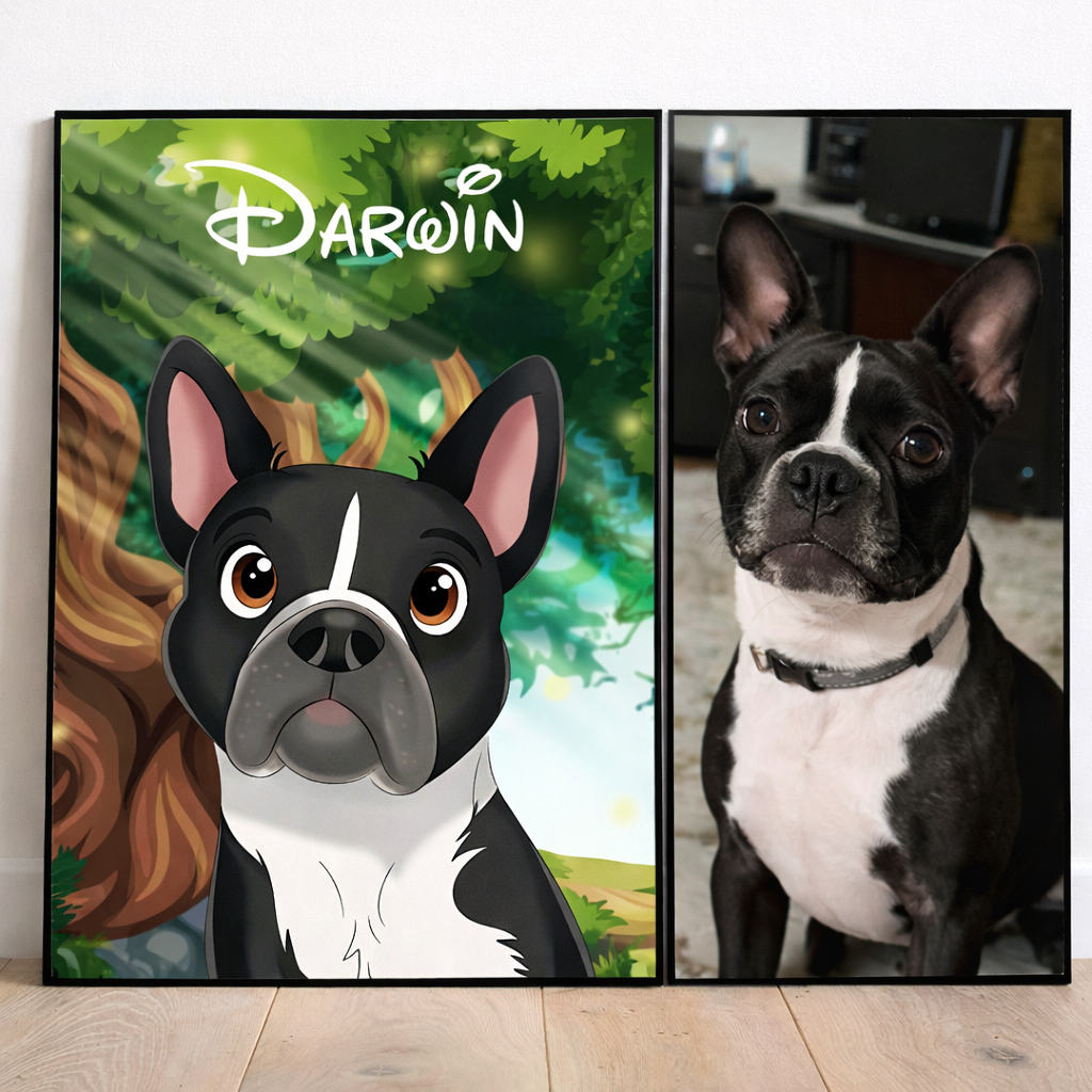 Hond Portret op Canvas – Gepersonaliseerd met Foto & Naam