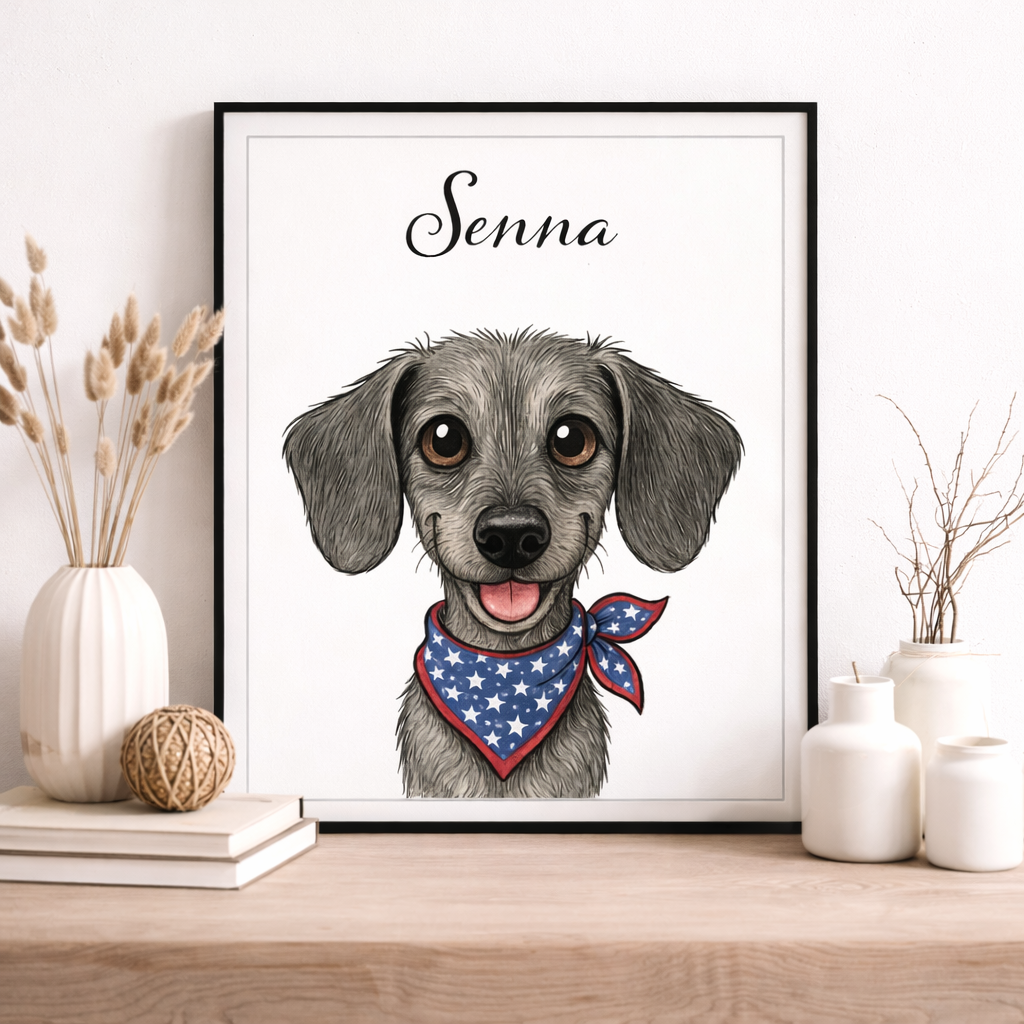 Hund Poster mit Foto & Name – Personalisiertes Leinwandporträt