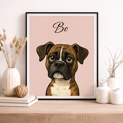 Hund Poster mit Foto & Name – Personalisiertes Leinwandporträt