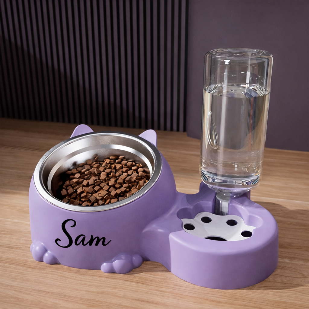 Honden Voer- & Drinkbak met Naam – Automatisch & Gepersonaliseerd