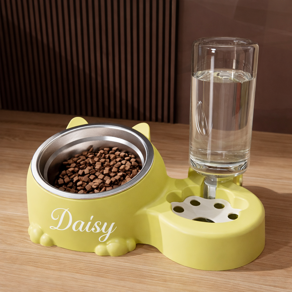 Honden Voer- & Drinkbak met Naam – Automatisch & Gepersonaliseerd