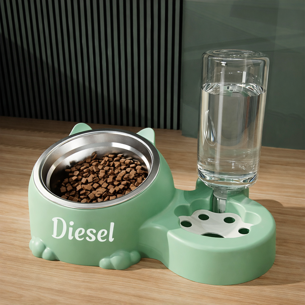 Honden Voer- & Drinkbak met Naam – Automatisch & Gepersonaliseerd