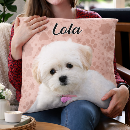 Personalisiertes Kissen mit Foto & Namen deines Hundes – Weich und Kuschelig
