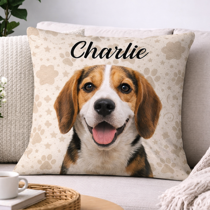 Personalisiertes Kissen mit Foto & Namen deines Hundes – Weich und Kuschelig