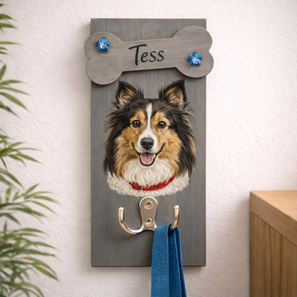 Hundegarderobe mit Foto & Namen – Personalisiertes Holzdesign