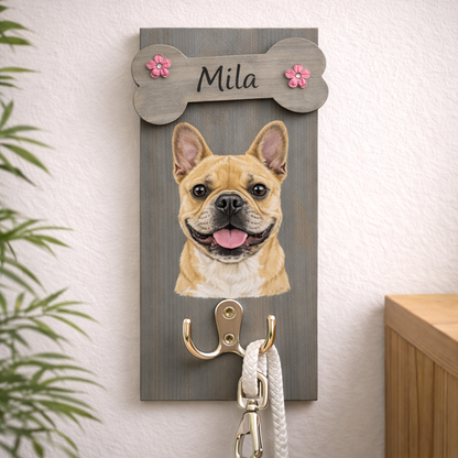 Hundegarderobe mit Foto & Namen – Personalisiertes Holzdesign