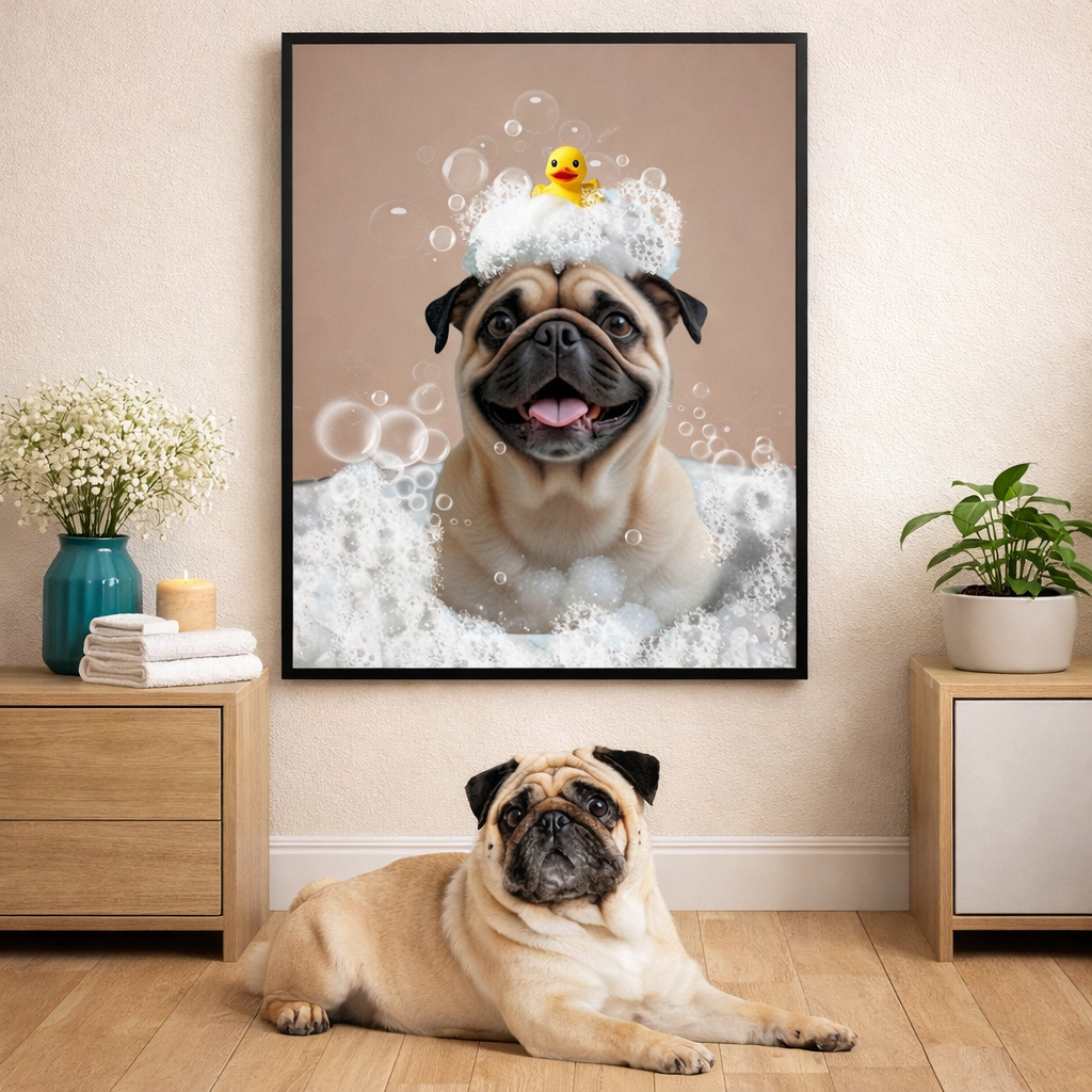 Hunde-Poster mit eigenem Foto – Lustiges Badezimmer-Poster von deinem Hund