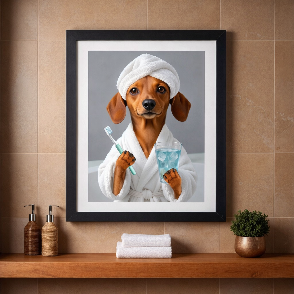 Hunde-Poster mit eigenem Foto – Lustiges Badezimmer-Poster von deinem Hund