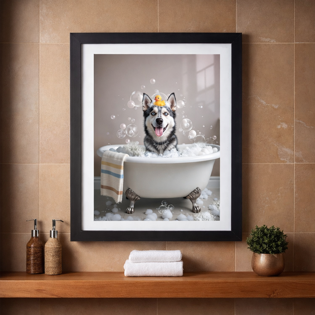 Hunde-Poster mit eigenem Foto – Lustiges Badezimmer-Poster von deinem Hund