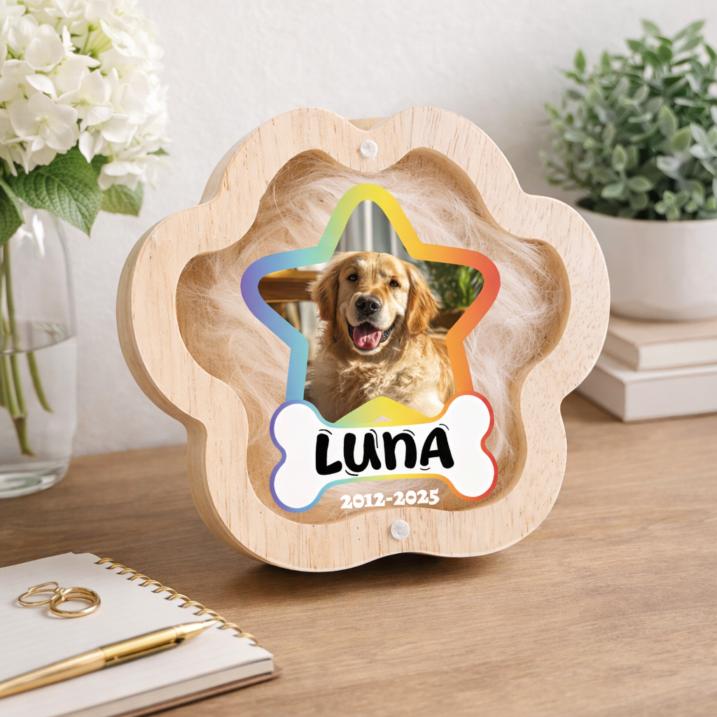 Hunde-Gedenktafel mit Foto und Haar – Eine greifbare Erinnerung an deinen treuen Freund