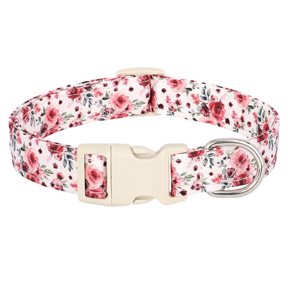 Nylon Hondenhalsband met Bloemenprint – Stijlvol en Verstelbaar