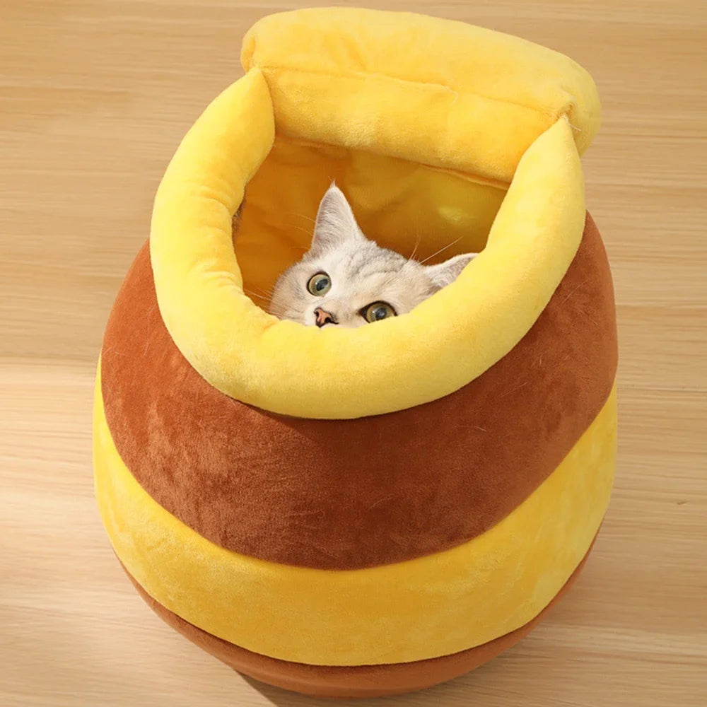 Honingpot Kattenbed – Zachte, Warme Rustplek voor Jouw Viervoeter
