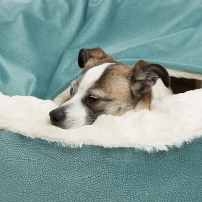 Ortopædisk hundeseng med indbygget tæppe - varm og smudsafvisende