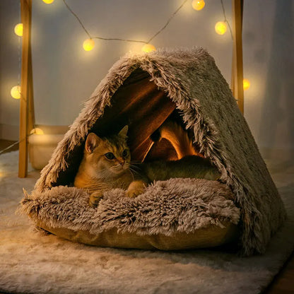 Driehoekige Kattenbed Tent – Warm en Gezellig Huis voor Jouw Viervoeter