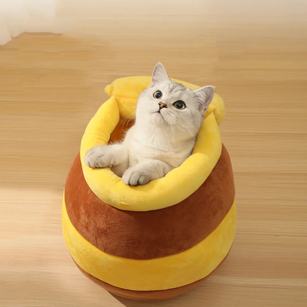 Honingpot Kattenbed – Zachte, Warme Rustplek voor Jouw Viervoeter