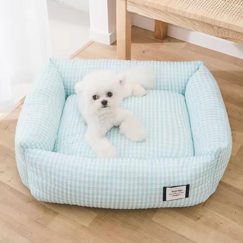 Hondenbed Geruit Pastel – Zacht, Comfortabel & Stijlvol