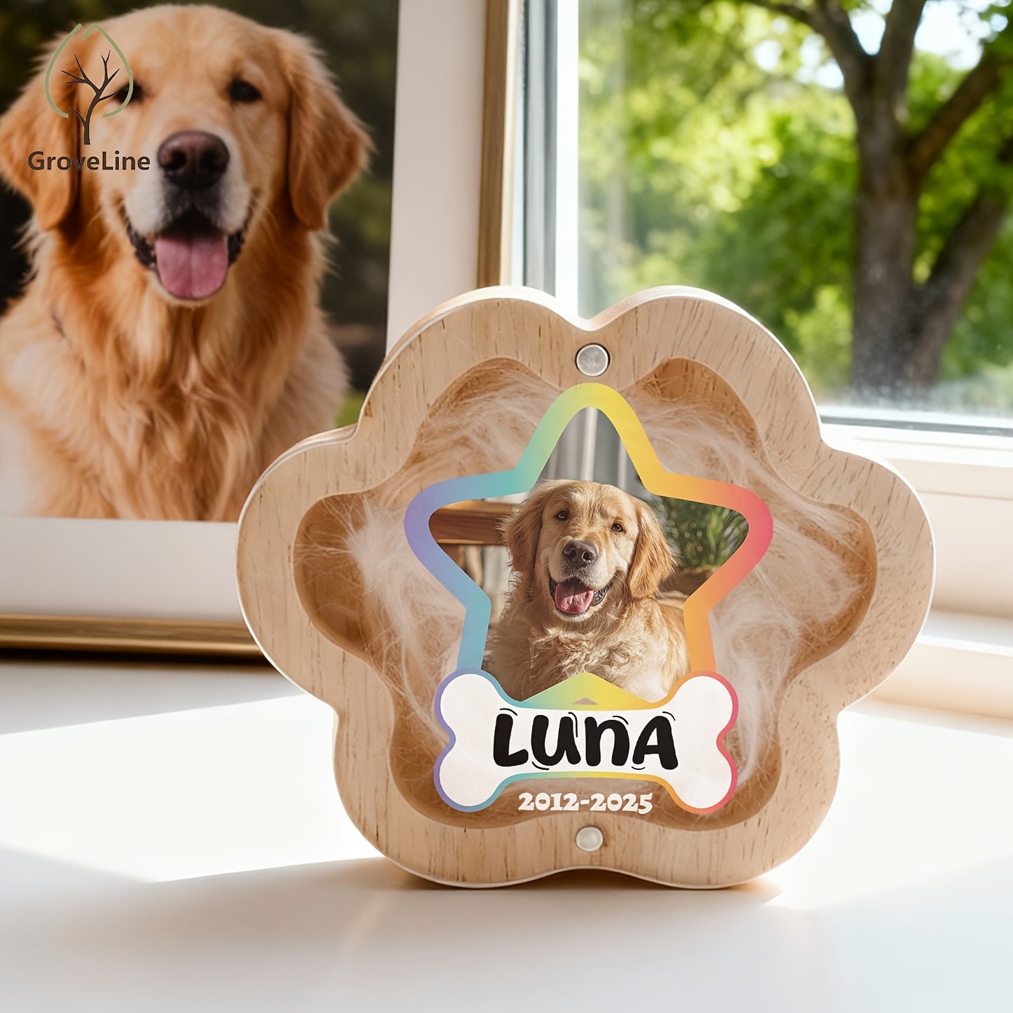 Hunde-Gedenktafel mit Foto und Haar – Eine greifbare Erinnerung an deinen treuen Freund