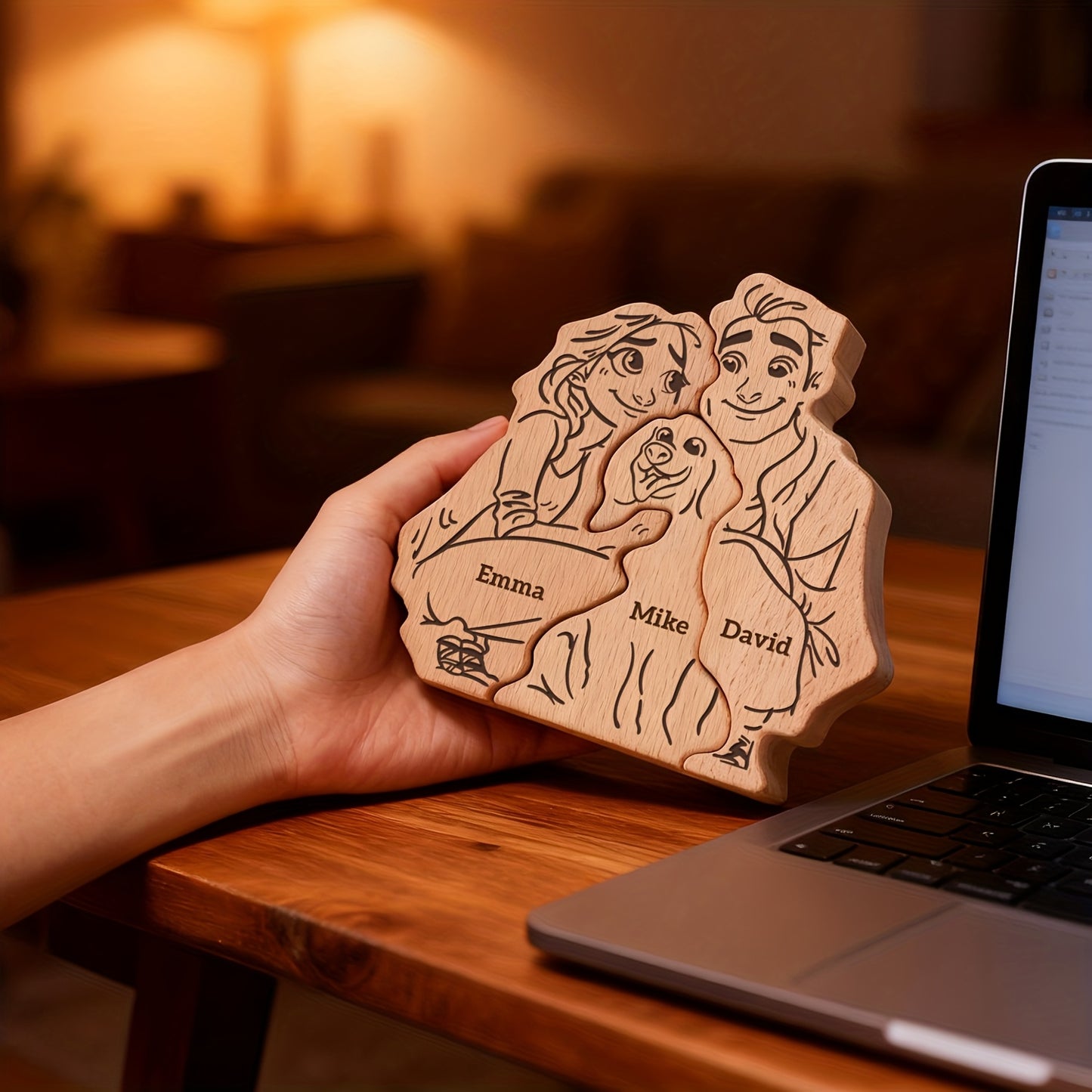 Personalisiertes Holzornament – Mit Namen von euch und eurem Hund