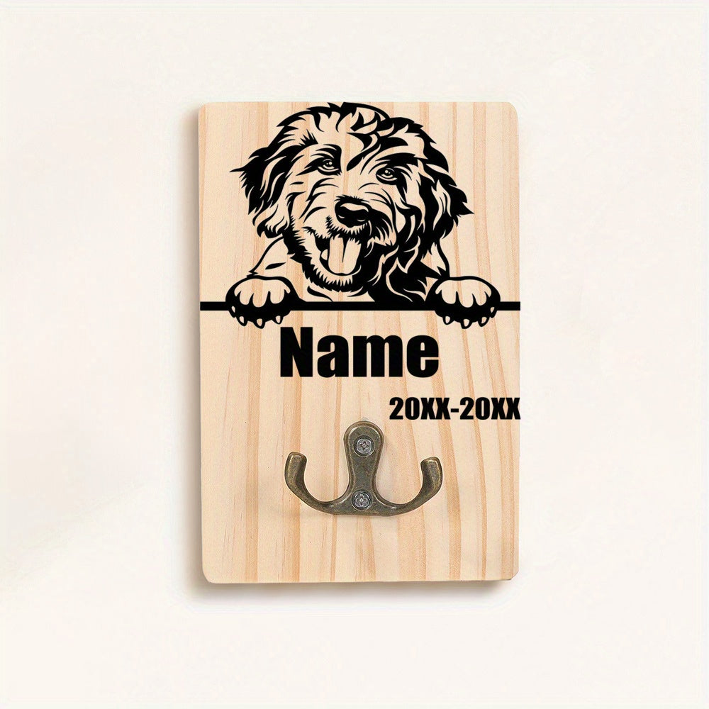 Honden Riemhouder Hout – Gepersonaliseerd met Naam en Geboortedatum