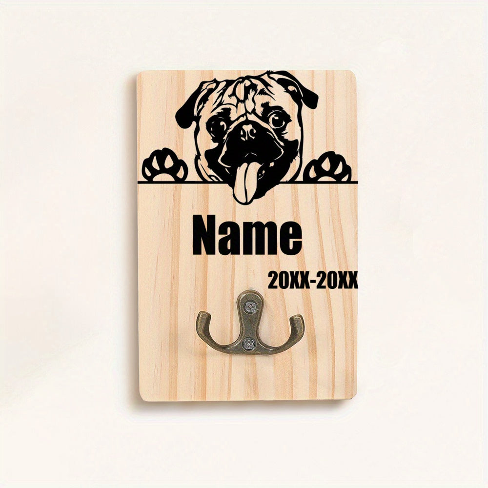 Honden Riemhouder Hout – Gepersonaliseerd met Naam en Geboortedatum