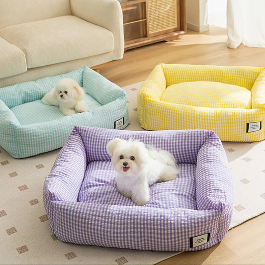 Hondenbed Geruit Pastel – Zacht, Comfortabel & Stijlvol