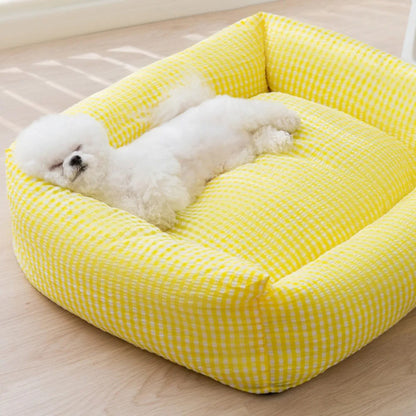 Hondenbed Geruit Pastel – Zacht, Comfortabel & Stijlvol