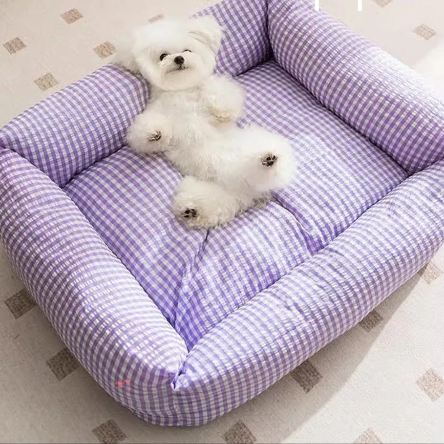 Hondenbed Geruit Pastel – Zacht, Comfortabel & Stijlvol