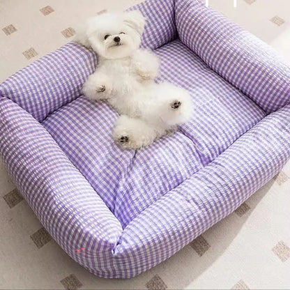 Hondenbed Geruit Pastel – Zacht, Comfortabel & Stijlvol