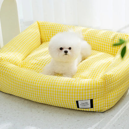 Hondenbed Geruit Pastel – Zacht, Comfortabel & Stijlvol