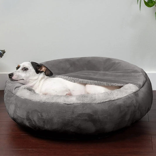 Orthopädisches Hundebett mit integrierter Decke – warm und schmutzabweisend